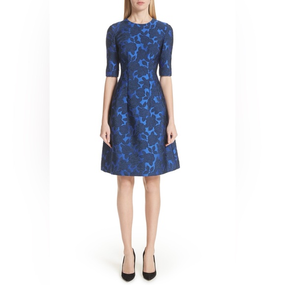 Lela Rose Dresses & Skirts - Lela Rose Holly Jacquard Fit and Flare Blue Floral Dress